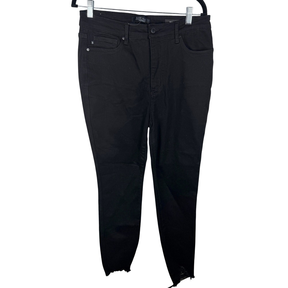 Judy Blue Skinny Jeans Womens 15/32 Black High Rise Raw Hem JB88551